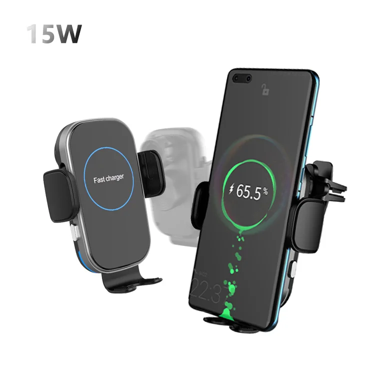 

New Upgrade 15W Wireless Charger Car Phone Holder Qi Induction Sensor Fast Charging Stand Mount For Samsung Huawei iPhone