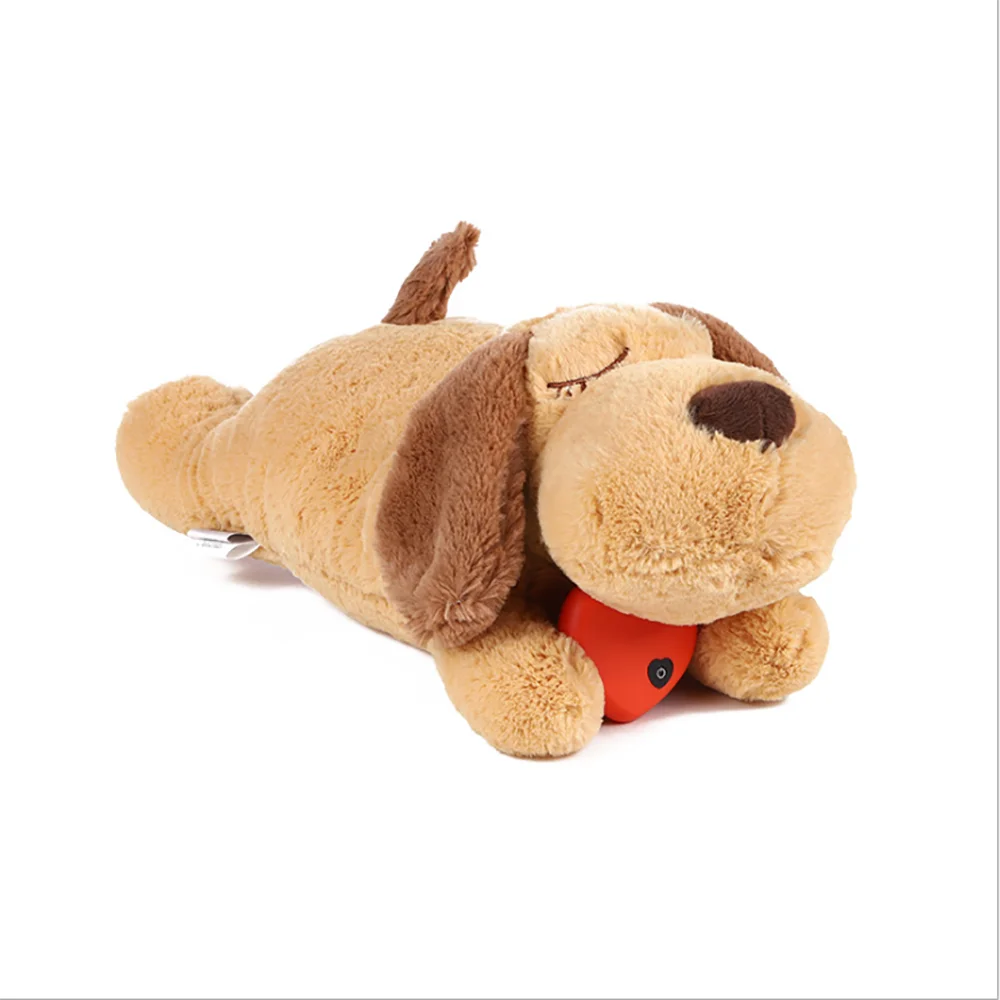 

High Quality Pet Snuggle Love Soothe Anxiety Puppy Behavioral Aid Plush Cat Dog Toy With Heartbeat, Brown