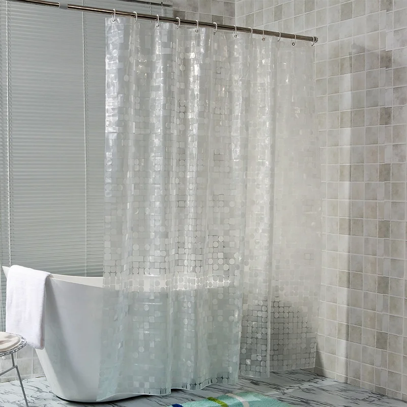 

i@home transparent geometric pattern peva clear shower curtain liner mildew resistant, Picture