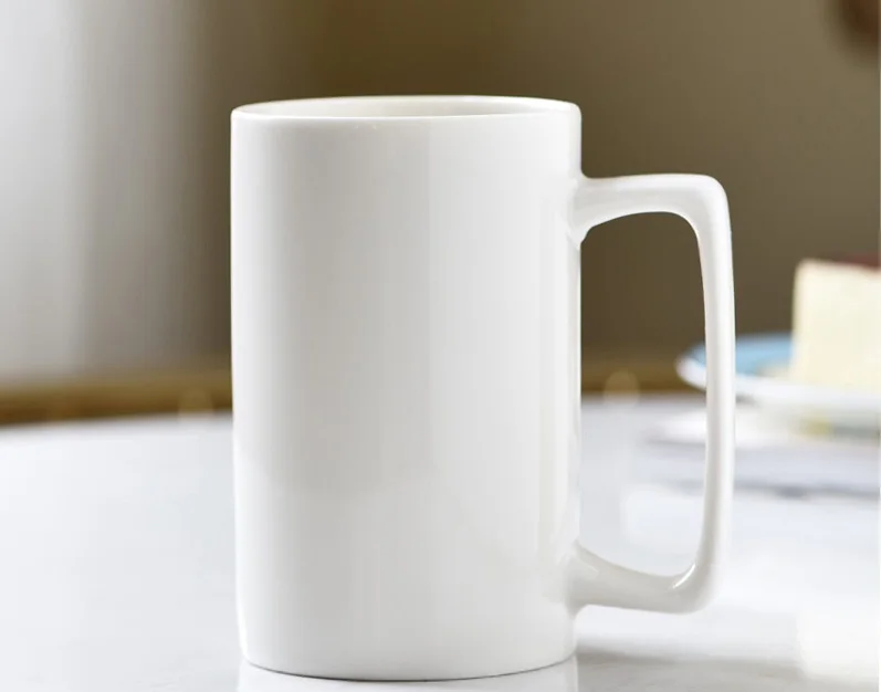 

wholesale high quality 12oz custom logo white black blank printed milk tea coffee porcelain mug with handle