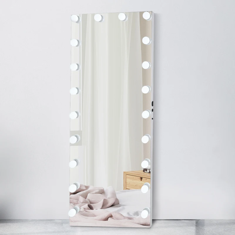 

New product hollywood vanity full length mirror with lights dressing mirror use clothes store, White