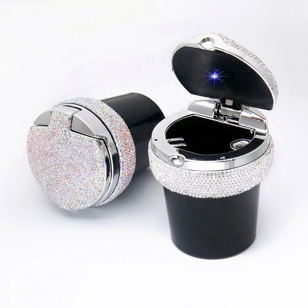 

Rhinestone Car Ashtray with LED Light Diamond Car Ashtray with Lid, Picture