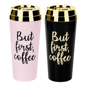 Image of Reusable Gold Creative Personalized Double Wall Insulated Wholesale Camping OEM Printing Plastic Custom Travel Coffee Mug