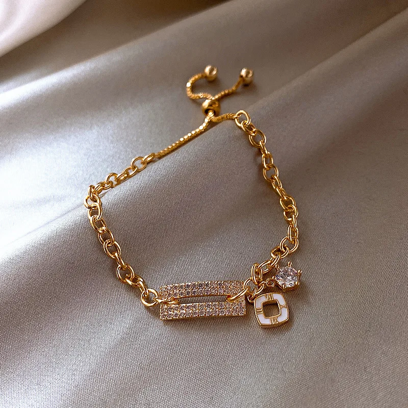 

Barlaycs 2021 New Fashion Designer Charm Real Gold Plated Rhinestone Bracelet for Women Jewelry Accessories
