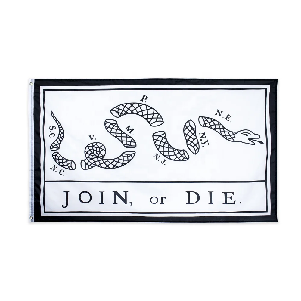 Custom Cheap 3*5ft Polyester Freedom Liberty Join or Die Flag-EN-71 Certified Digital/Silk Screen Printed Custom Size Option