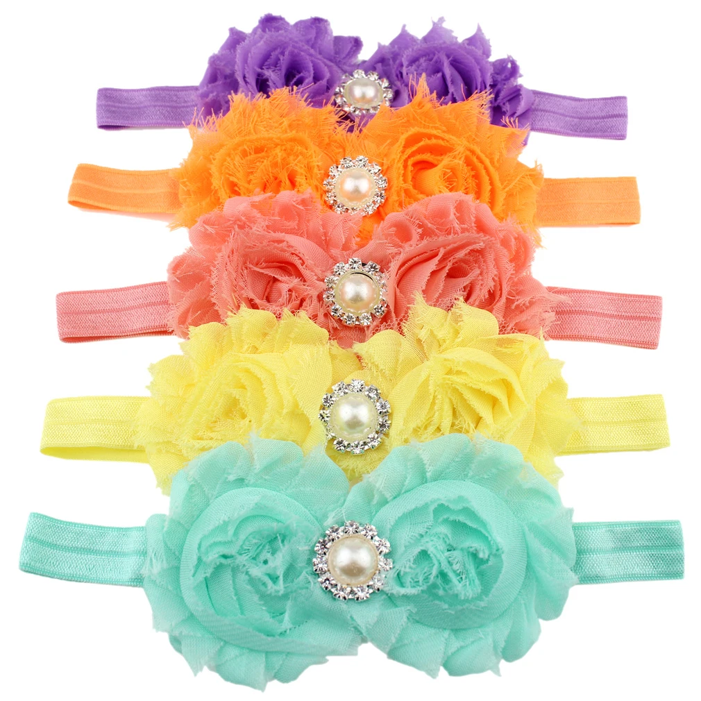 

Flower Headband 2.5" Flower Rhinestone FOE Baby Hair Accessories Wholesale Floral Headwear, 16 colors