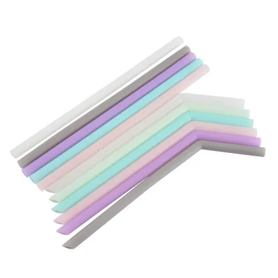 

P37 Translucent large silicone straw juice milk tea drink baby straight bend straws reusable straws, Color