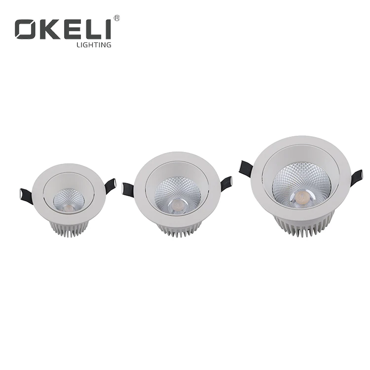 OKELI New Design Recessed COB Aluminum 12W 18W 24W Matt White Black High Adjustable Indoor LED Downlight