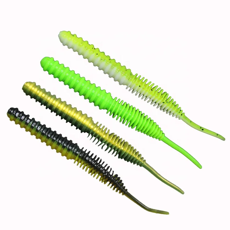 

OEM and on stocks two-color large worm soft bait screw needle tail soft worm bait 100mm 4.5g fine packaging fishing lure, 5 colors