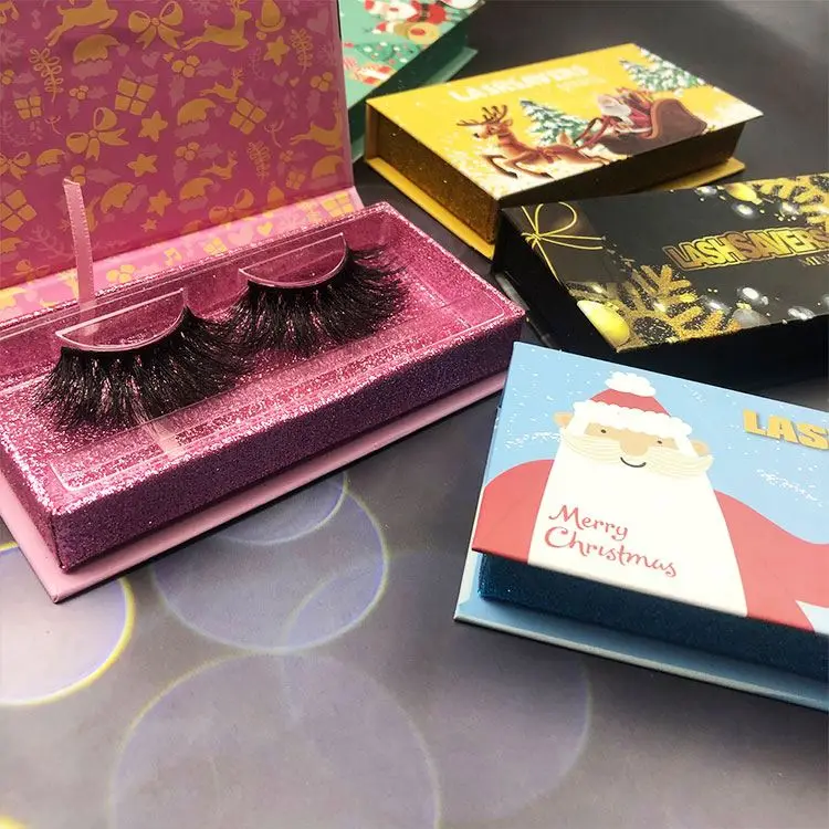 

Private Label Lash Box False 25mm Dramatic 3d 100% Real Mink Eyelashes Wholesale Custom Eyelash Packaging Box, Natural black or colorful