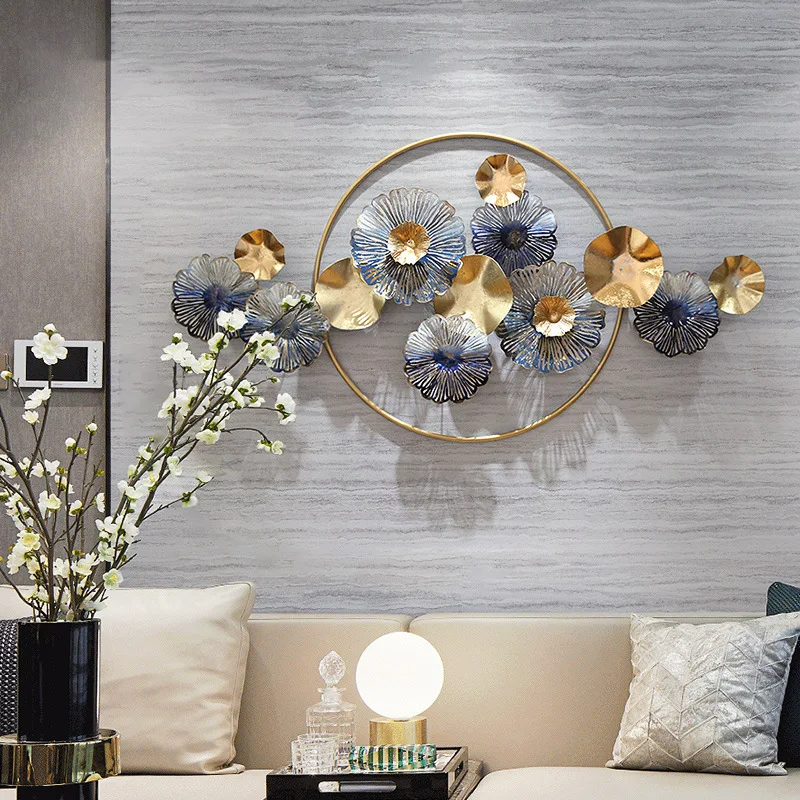 

Living Room Golden Light Luxury Wrought Iron Wall Decoration Restaurant Wall-mounted Creative 3D Metal Wall Decoration Sculpture, Colorful