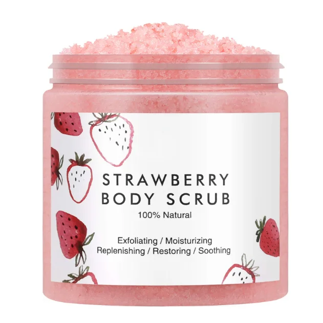 

Private label organic dead sea salt Sweet Strawberry Exfoliating Body Scrub Moisturizing with Coconut Oil Scrubs