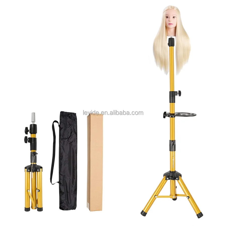 

AliLeader New Luxurious Canvas Block Head Mannequin Head Wig Stand Tripod With Multifunctional Tray