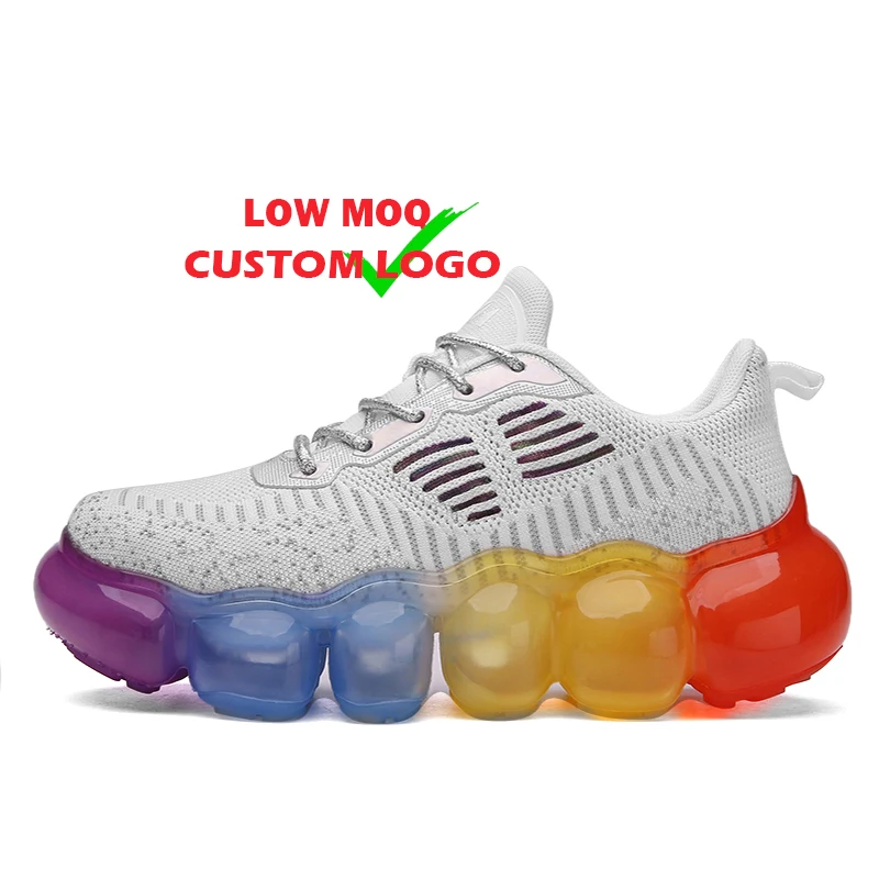 

Rainbow jelly air cushion foam platform shoes luxury chunky height increasing shoes casual breathable women's fashion sneakers