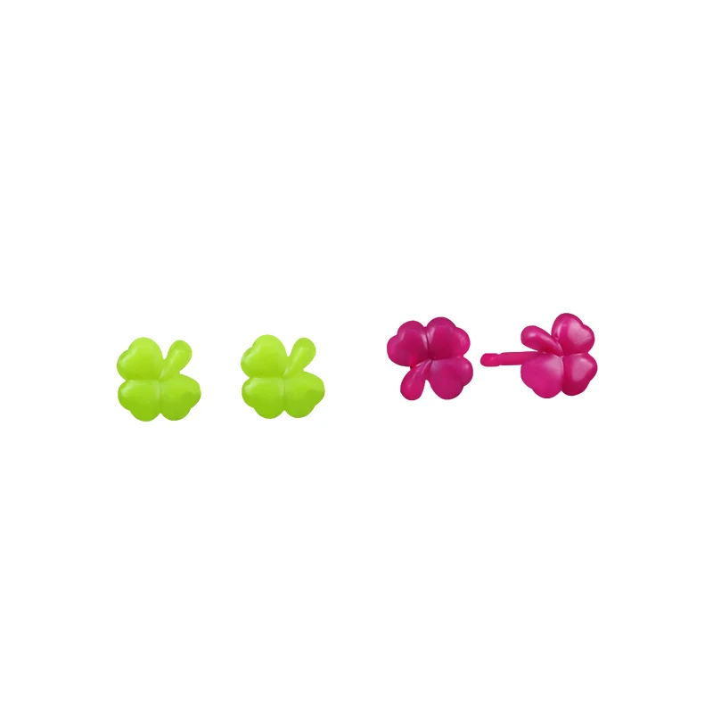 

Hot Sell Colorful Plastic clover Stud Earrings Women Jewelry wholesale, Transparent/green/yellow/rose red
