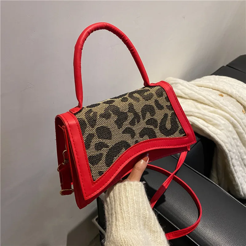 

Popular fashion houndstooth personalized handbag retro trend leopard print new ladies one-shoulder messenger bag