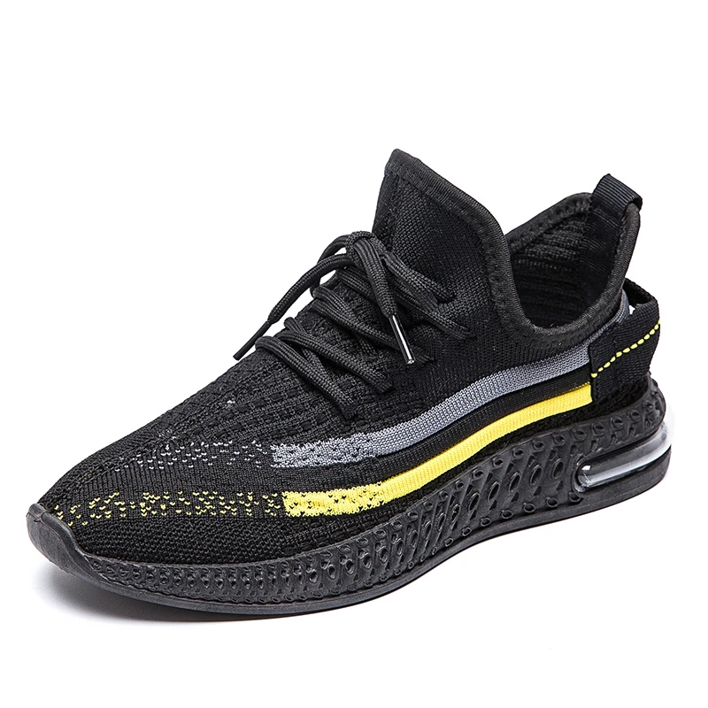 

High Quality Breathable Women knitted Sports Casual Running Shoes, Black/grey/pink