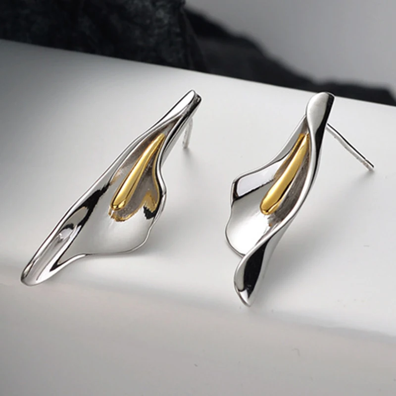 

Icebela National Fashion Designer S925 Sterling Silver Color Matching Flower Design Stud Earrings Long Flower Earrings For Women