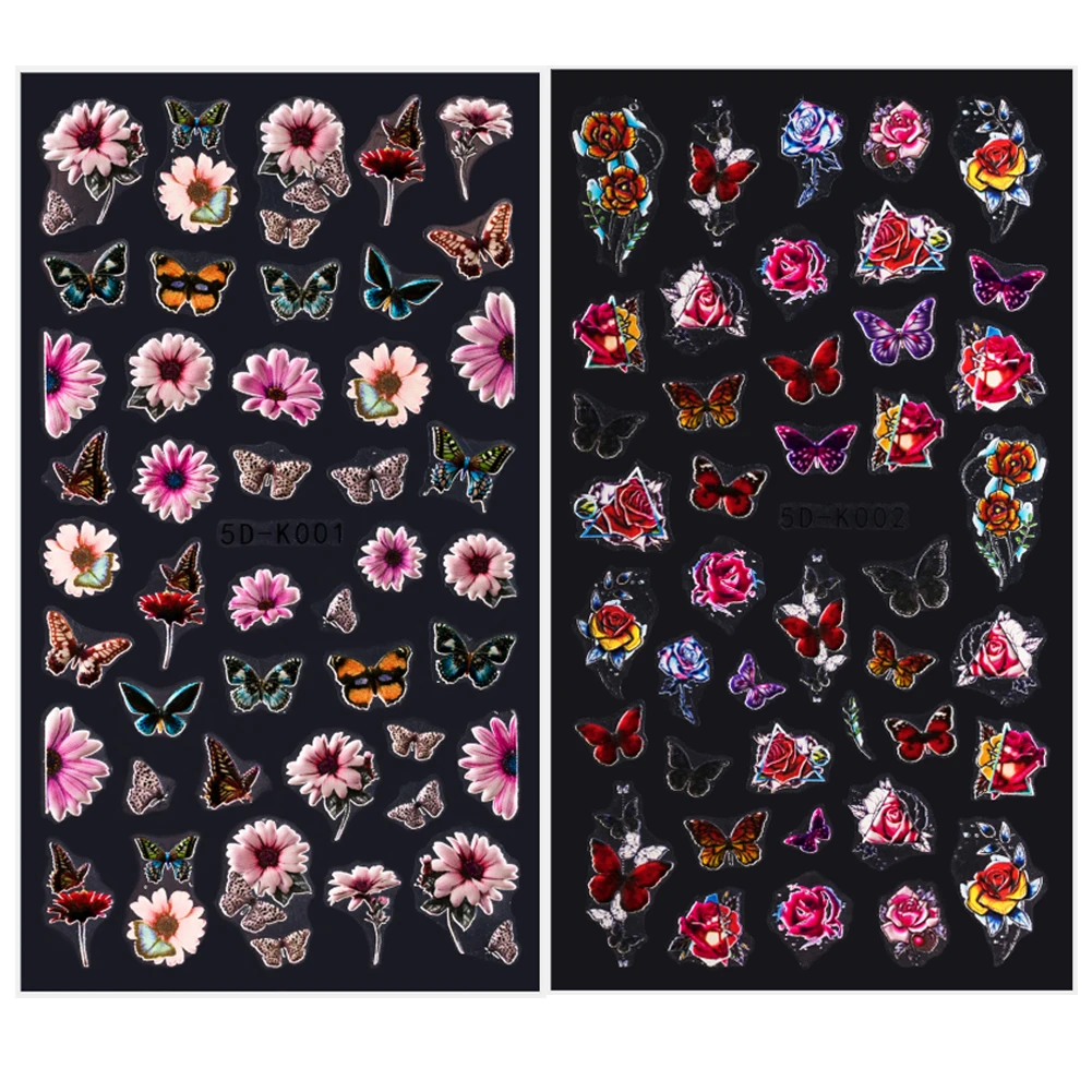 

IMAGNAIL 46 Designs 2021 Luxury 5D Stereoscopic Embossed Flowers Nail Art Decals Butterfly Self Adhesive 5D Nail Sticker