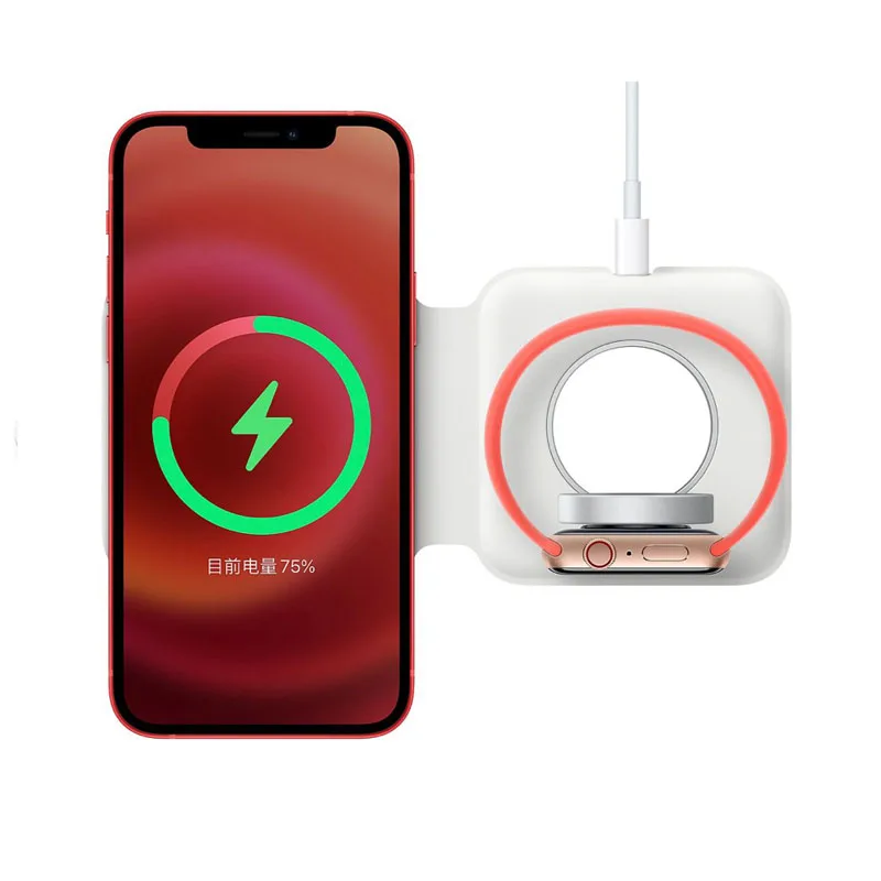 

New MagSafe charger dual magnetic suction 15W fast charging for iPhone12 12pro Max wireless charging watch headset