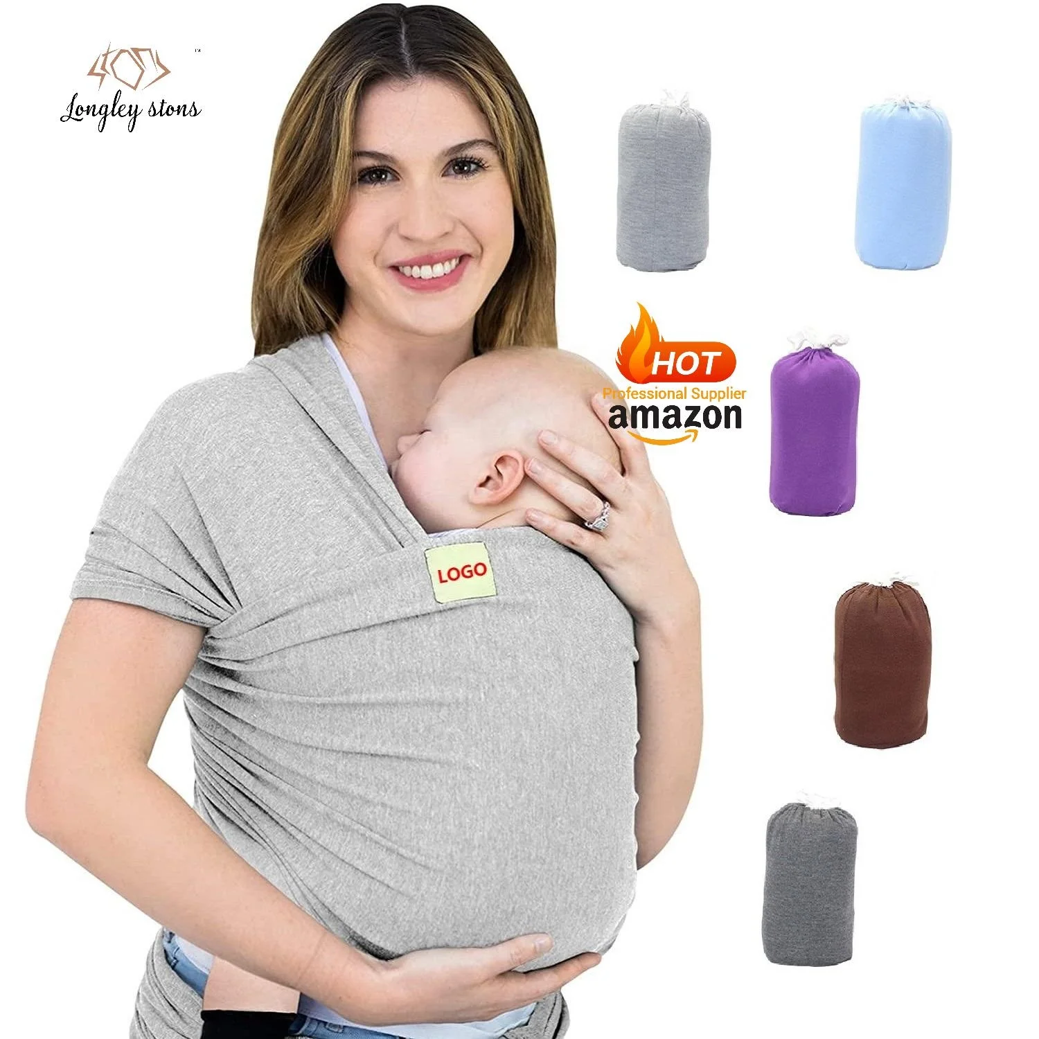 

Best Selling Child and Newborn Sling Baby Wrap Carrier, Grey or custom color