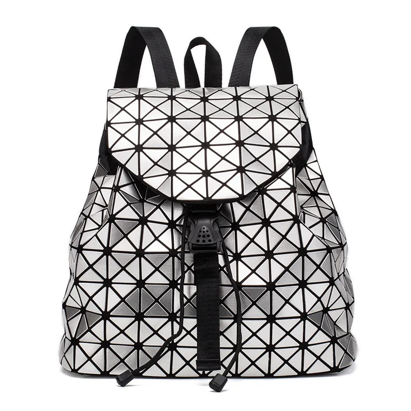 

Women Backpack Geometric Plaid Sequin Female Backpacks For Teenage Girls Bagpack Drawstring Bag Holographic Backpack, As pic