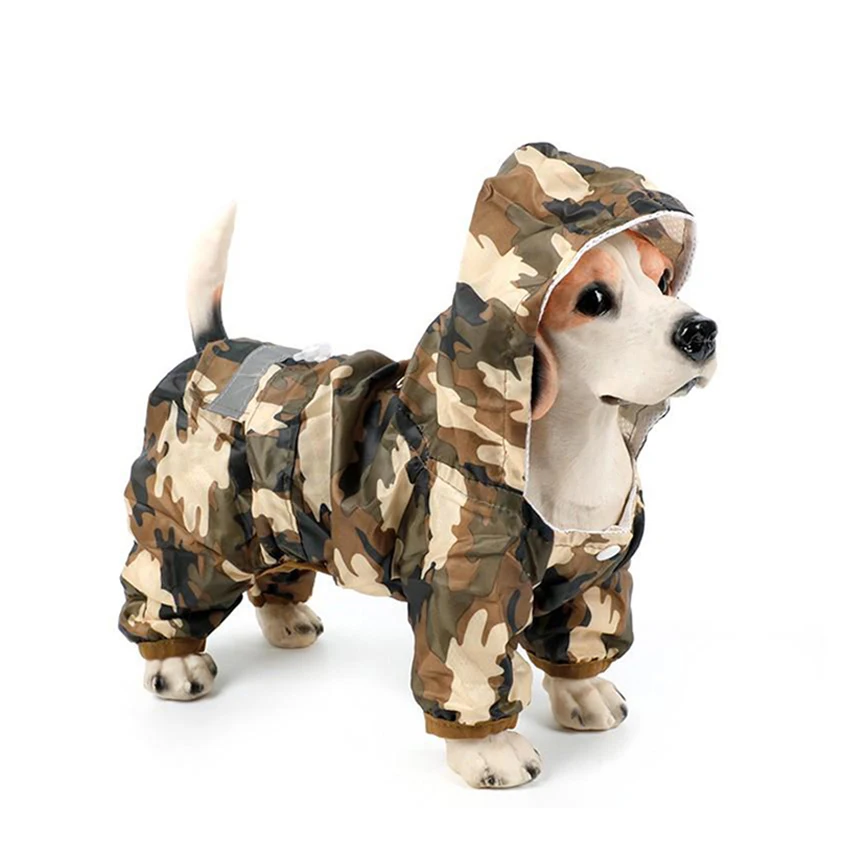 

Dog Raincoat Clothes for Pet Dog Rain Coat Hood Reflective Dog Coat Puppy Costumes Waterproof Camouflage Jumpsuit Pet Supplies