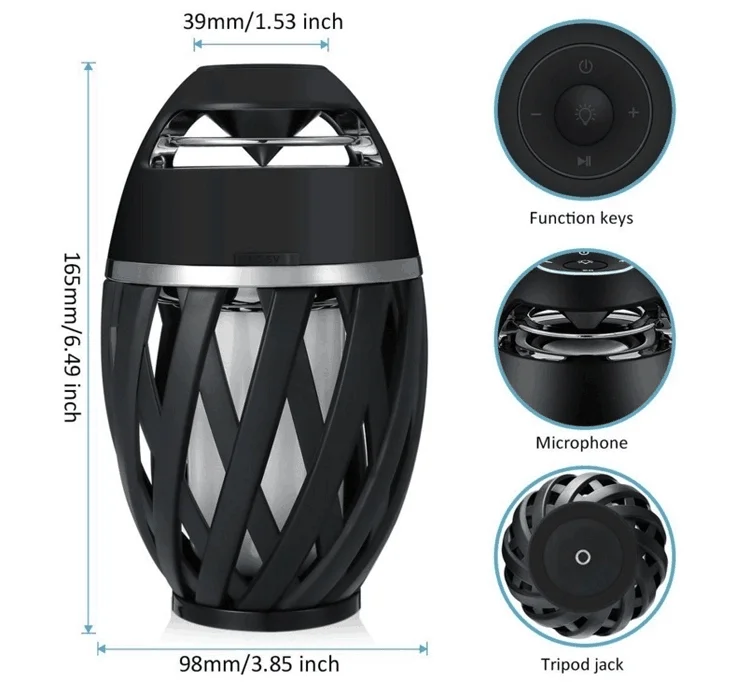 New arrival outdoor portable bright led flame lamp bluetooth speaker - ANKUX.COM