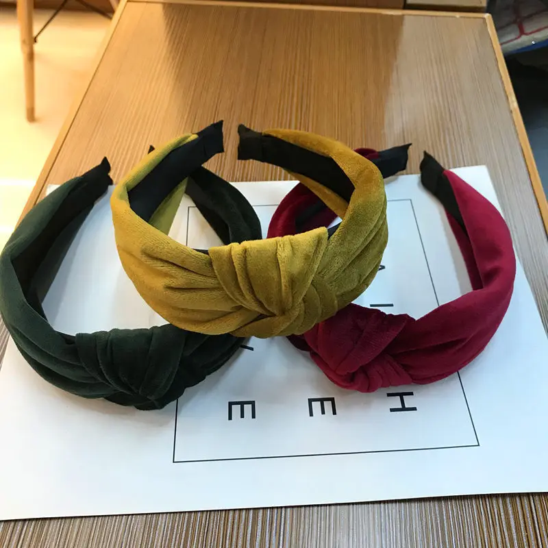 

Korean version of the new hairband girls creative velvet knot headband wash makeup hair band, Colorful