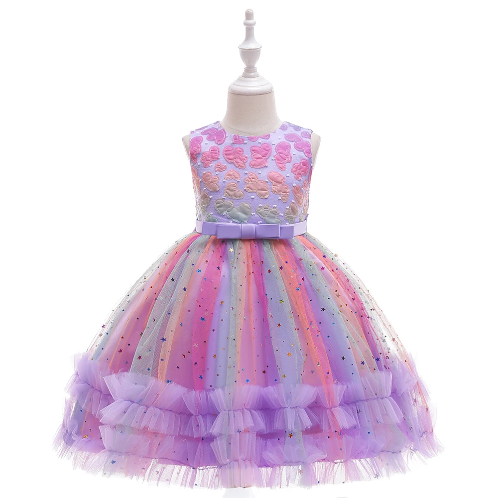 

MQATZ Kids Ball Gowns Flower Girl Dresses Multi Color Sleeveless Children Party Wear