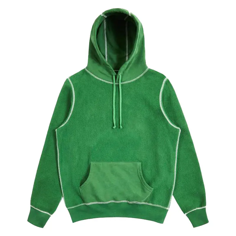 100% Cotton Brushed-back Reverse Fleece Hoodie With Contrast Stitch ...