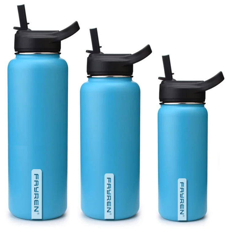

2021 Eco friendly 24 hour insulated stainless steel water bottle with straw lid and handle, According to customer requirements