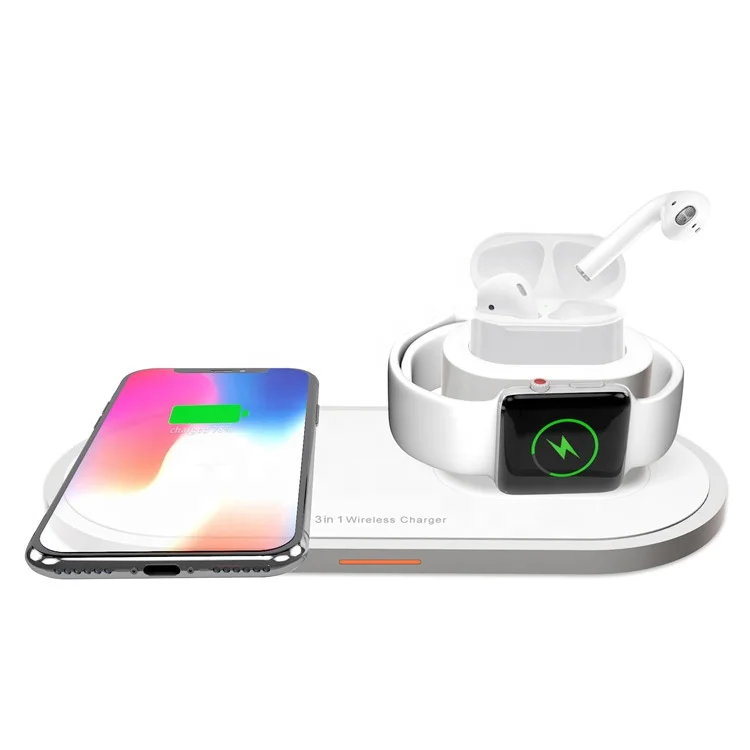 

2020 New Fashion 3 in 1 QI fast mobile wireless charger station 10W for Iphone Iwatch and Ipod