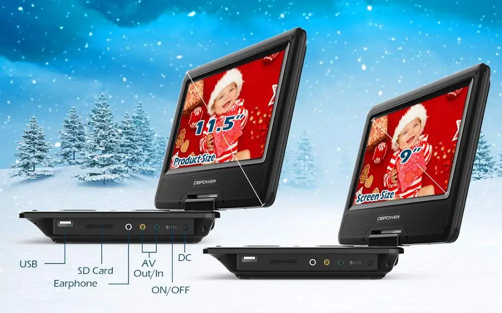 
DBPOWER 9 inch HD Swivel Screen Portable DVD VCD Player Suitable for Car Headrest Mount 