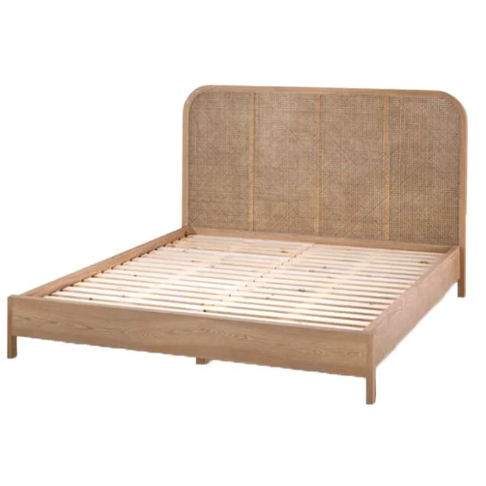 
China supplier antique queen/king size Rattan/Wicker wooden beds for bedroom furniture  (1600059671565)