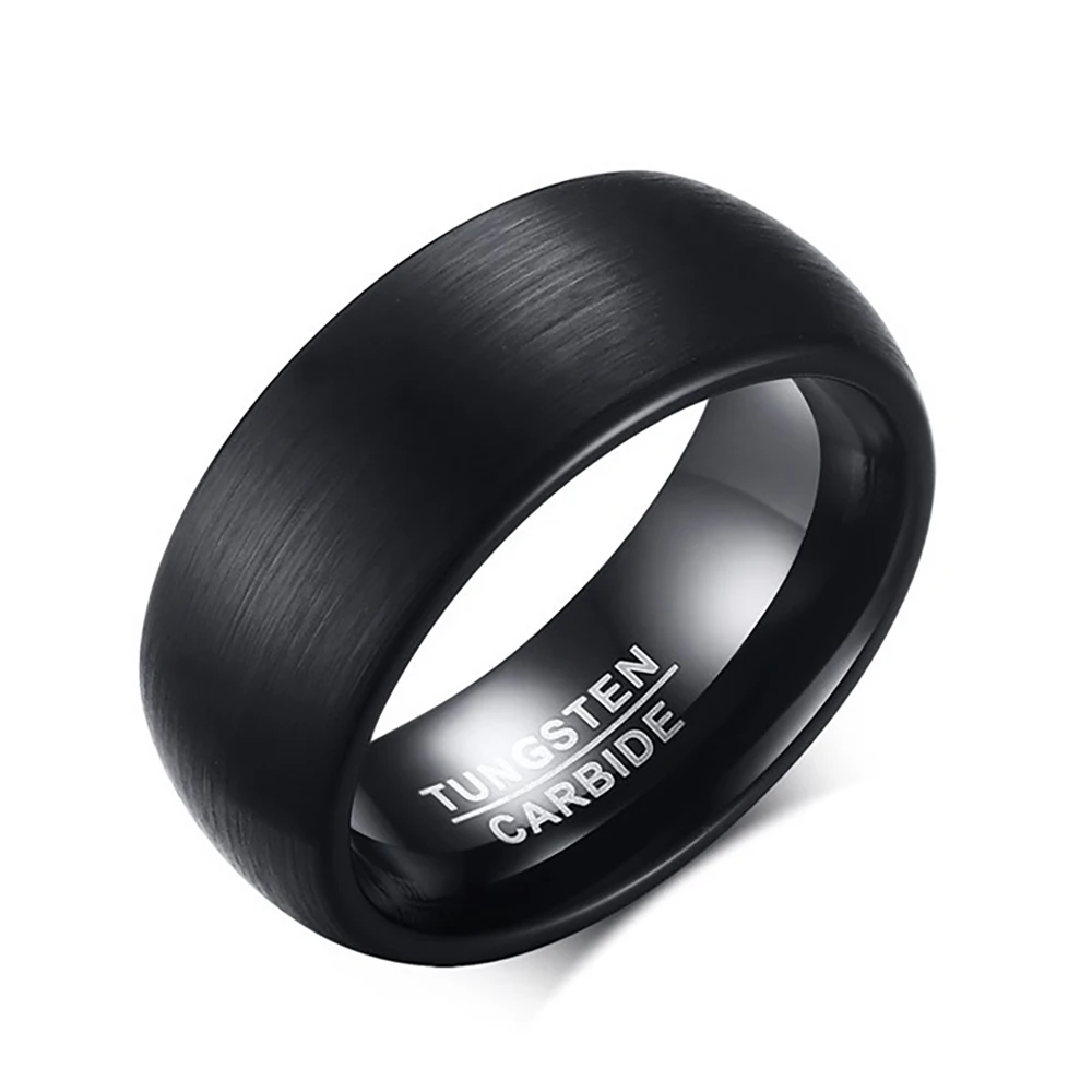 

8MM brushed tungsten steel ring black trendy men's tungsten Carbide jewelry