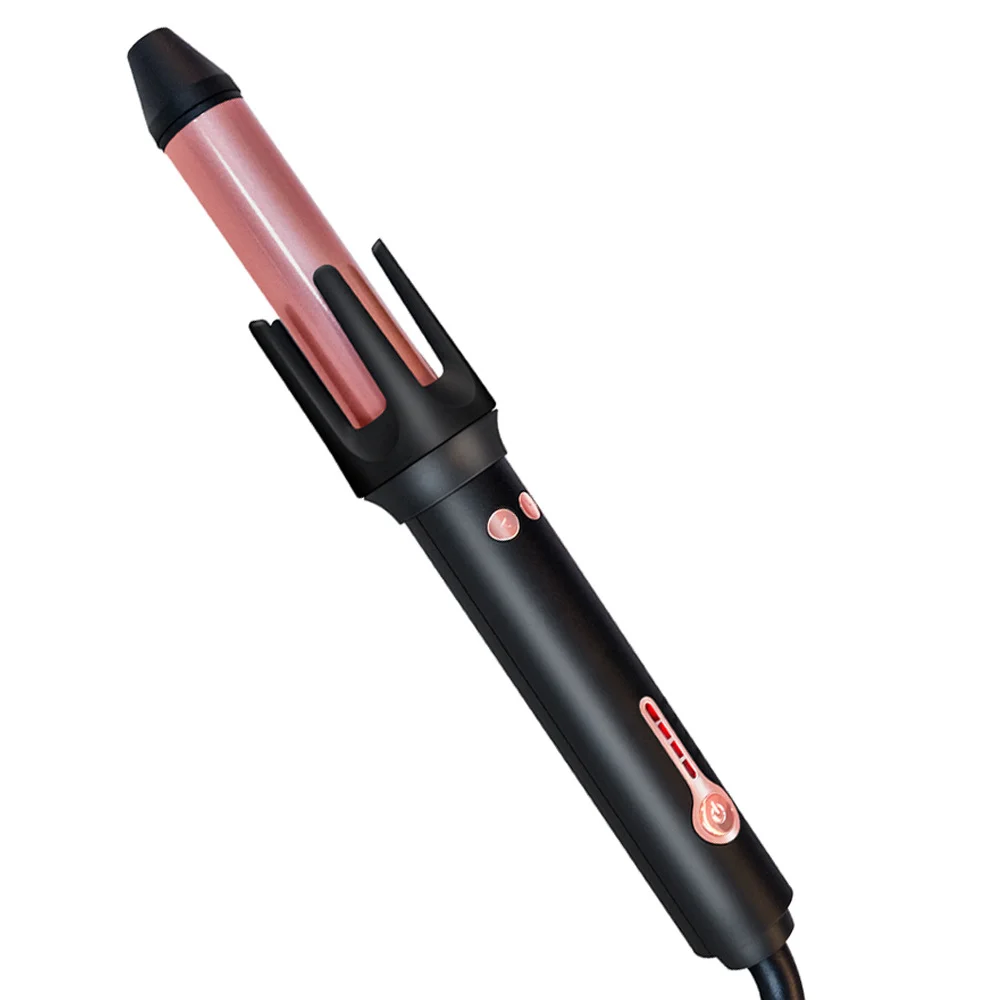 

private label travel size 360 rotating automatic electric tourmaline ceramics crimp wet and dry hair curling iron, Black