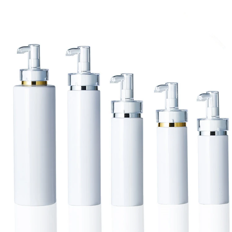 

High Sense Empty 100ml 120ml 150ml 200ml 250ml 300ml White PET Plastic Cosmetic Lotion Pump Bottles with Acrylic Pumps
