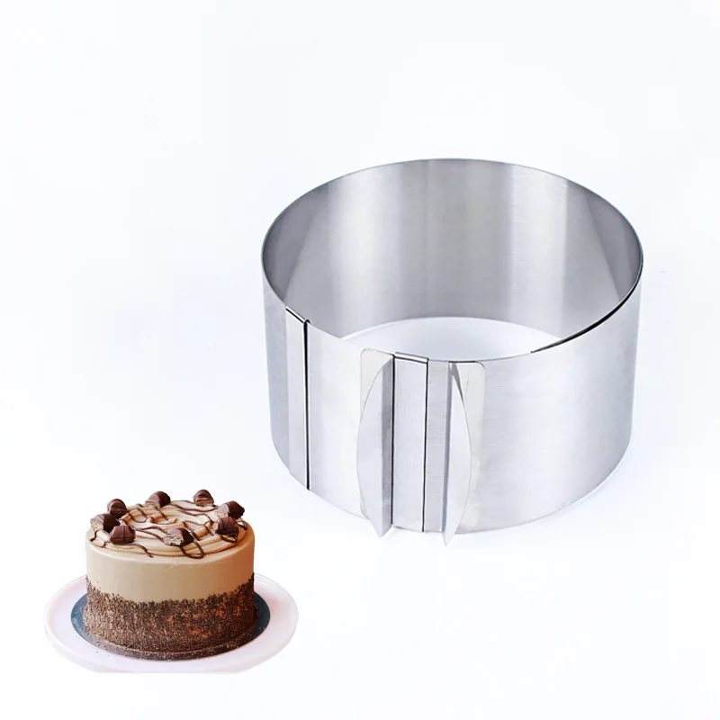 

Adjustable mousse ring non-stick baking tool round lock cake baking mold, Silver