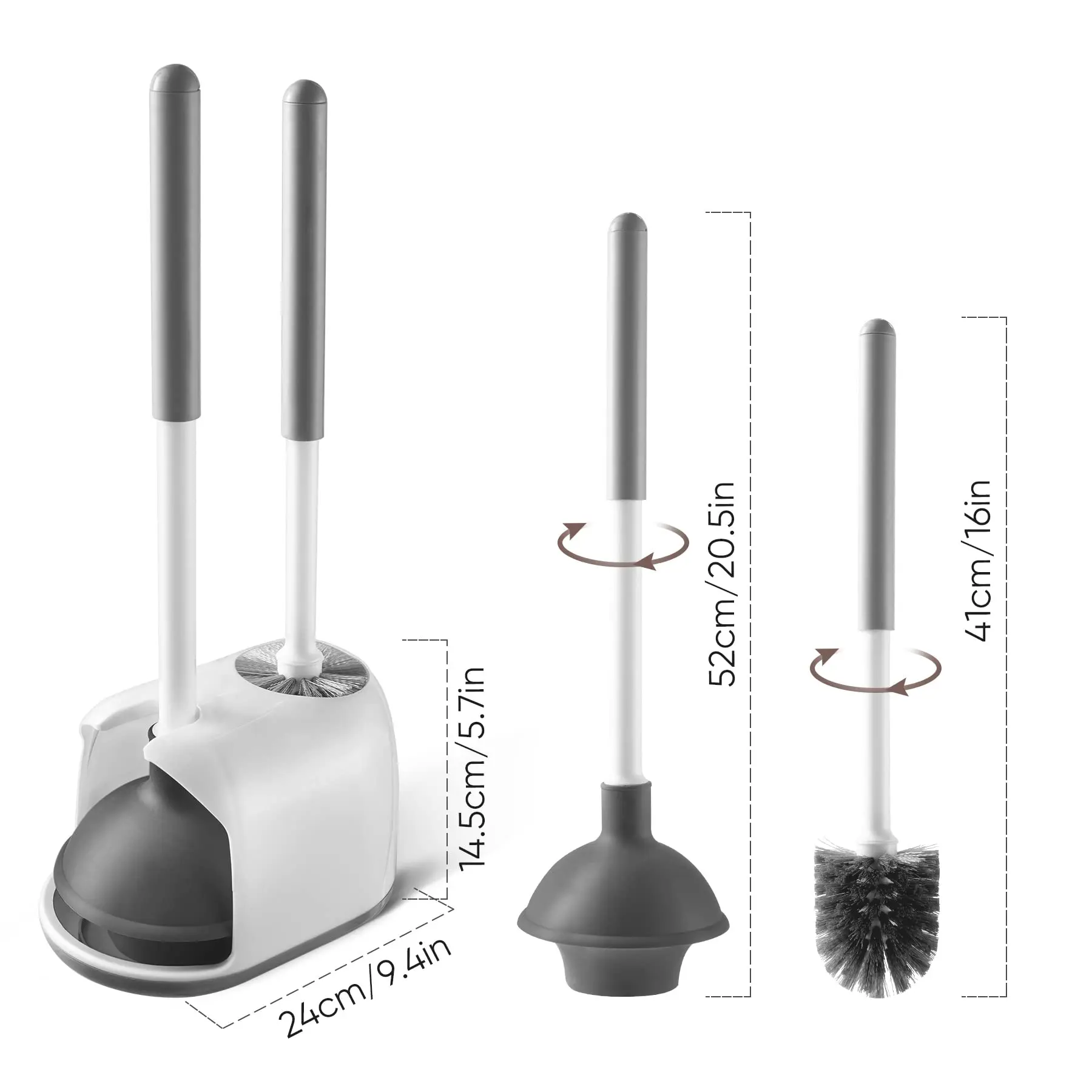 

Dropshipping 2 in 1 Toilet Plunger Bowl Brush Plunger Set with Holder Bathroom Cleaning Tools Combo with Caddy Stand