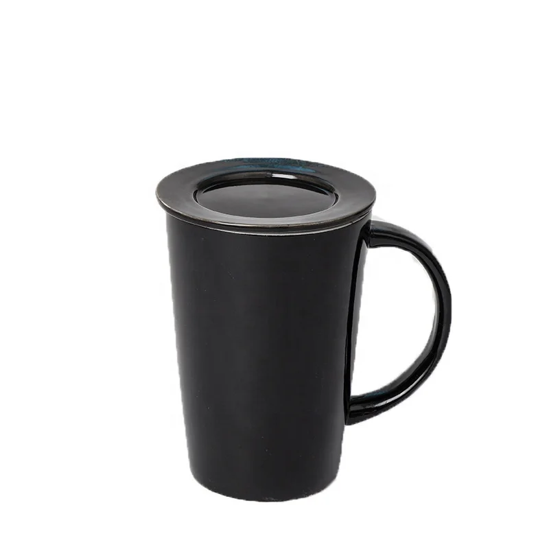

450ml Wholesale minimalist ceramic water cup mug creative coffee cup with cover gift cup.