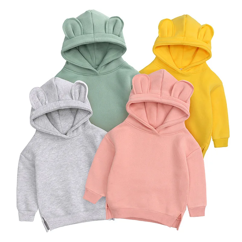 

9S4U wholesale 2021 Hoodie Blanket Bulk Cloth Set Girls Boys Uk Toddler Kids Children Clothes 3D Ear Top Plain Baby Hoodies, Customized color