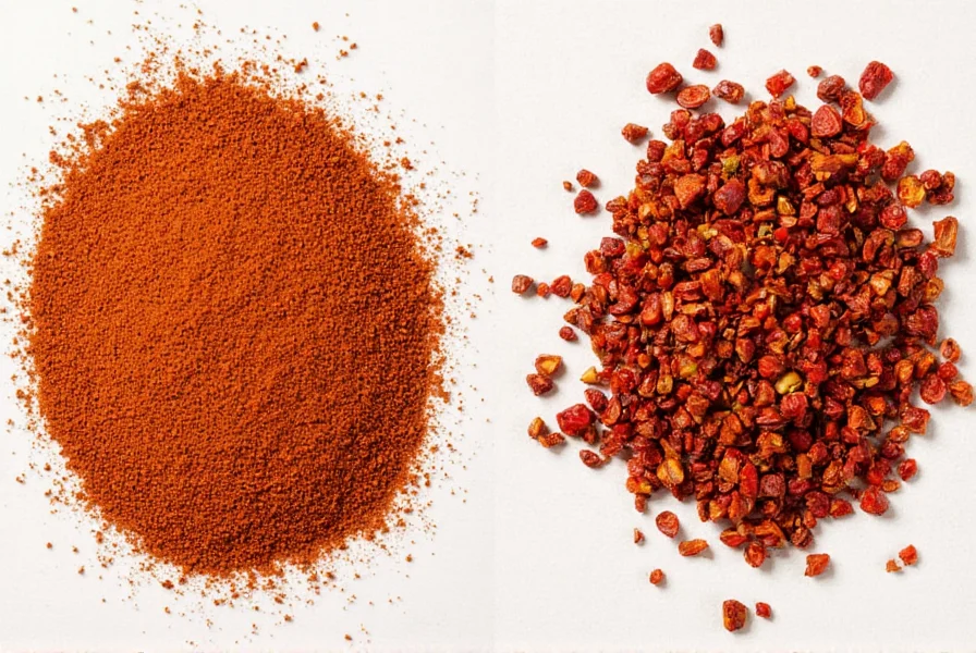 Comparison table between chili flakes and crushed red pepper