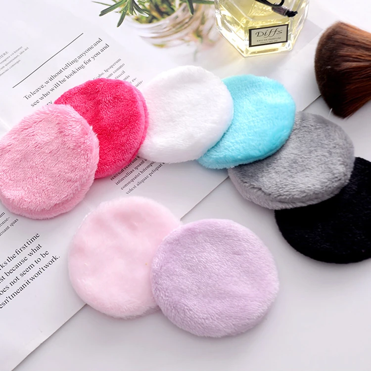 

Reusable Solid Color Flannel Towel Cute Washable Makeup Remover Pads