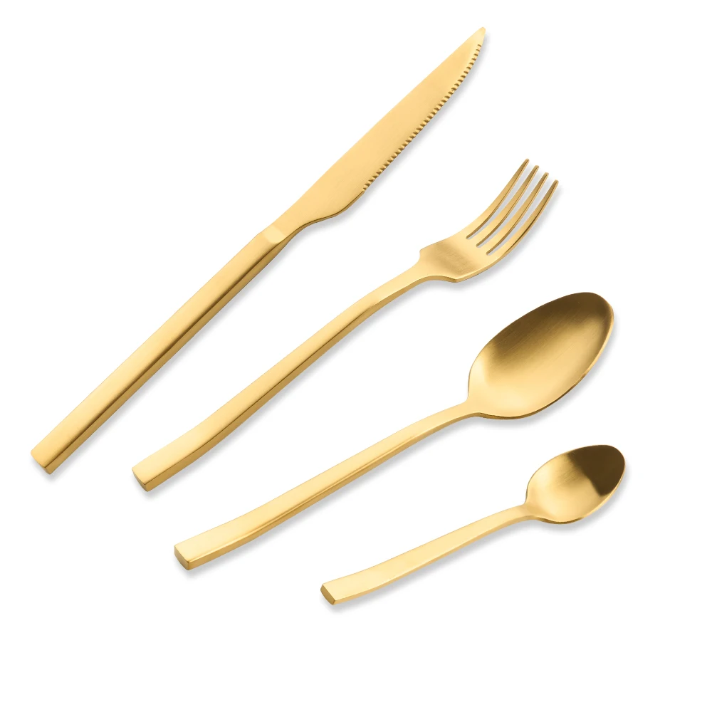 

Stainless steel Cutlery set dinner spoon brush gold silverware set 4 PIECE for wedding hotel, Rose gold