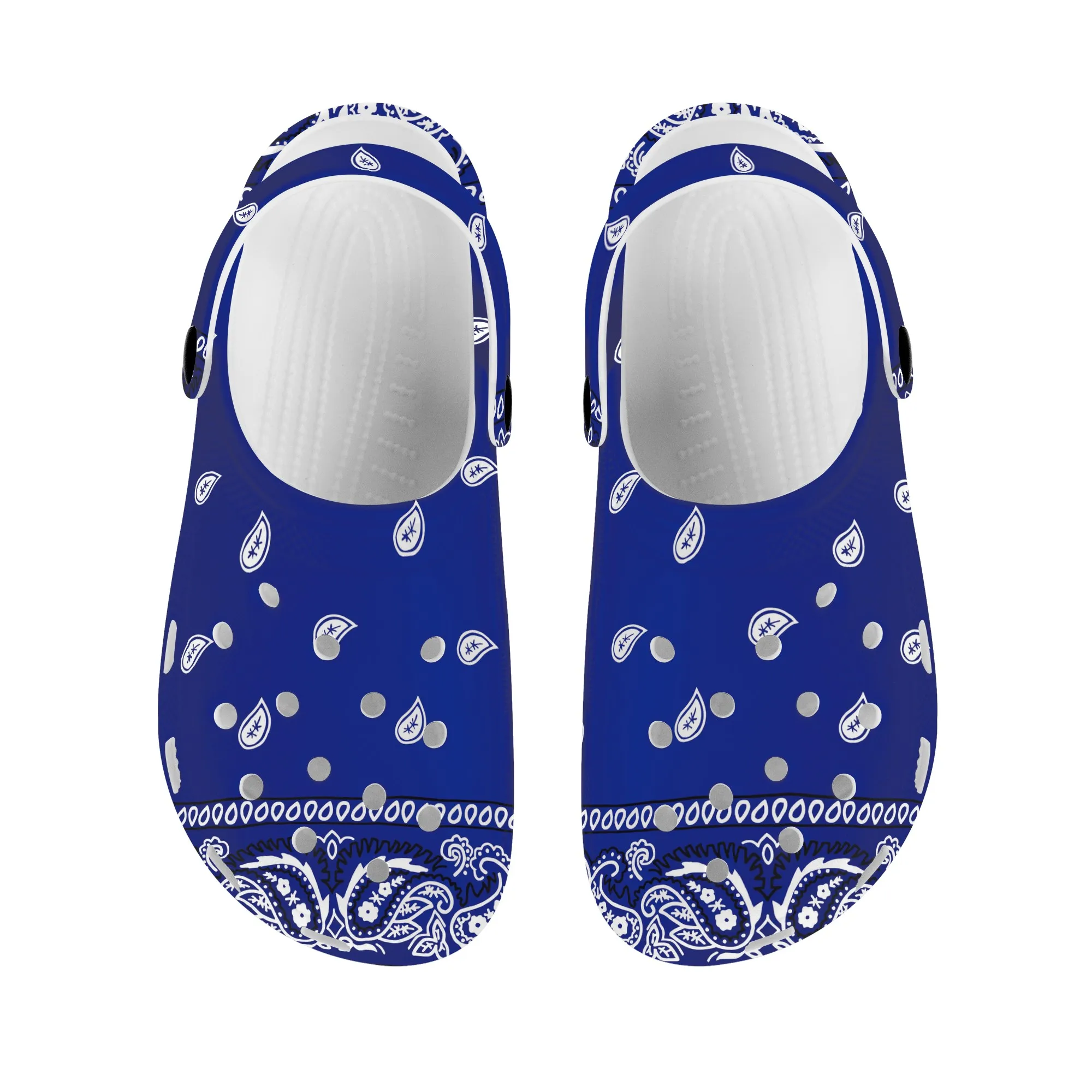 

Latest Bandana Print Female Slippers Women Elegant Garden Clogs Shoes Royal blue Lady Sandals