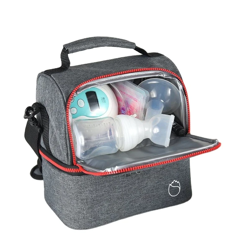 

Two Compartment Large Lunch Breast Milk Storage Insulated Cooler Bag for Food Meat Juice