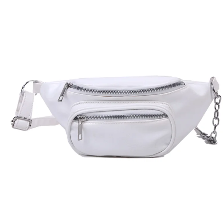 

Wholesale Fashion White PU Leather Small Sports Women Crossbody Shoulder Purse Waist Chest Fanny Pack Bag for Hiking, Black, white
