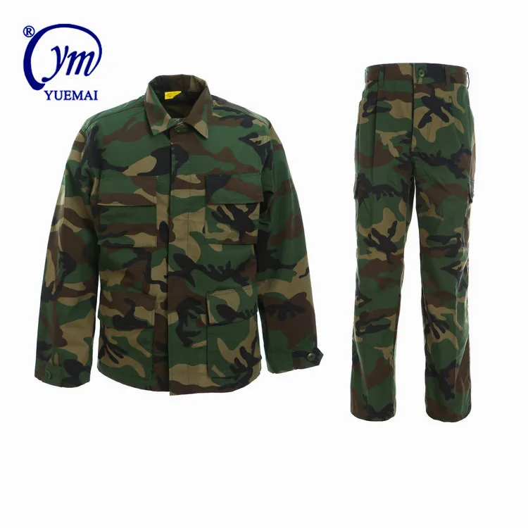 

high quality Yuemai military uniform BDU battle dress uniform rip-stop BDU clothing woodland camo military uniform, Customerized