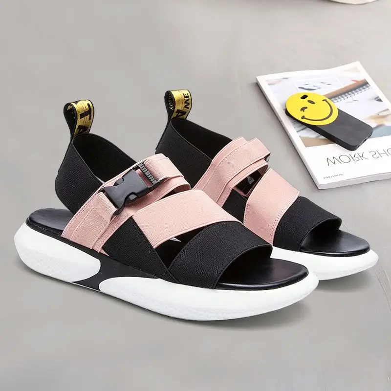 

New hot selling Popular women platform doc sandals hot style folding lady clear block chunky heel sandal